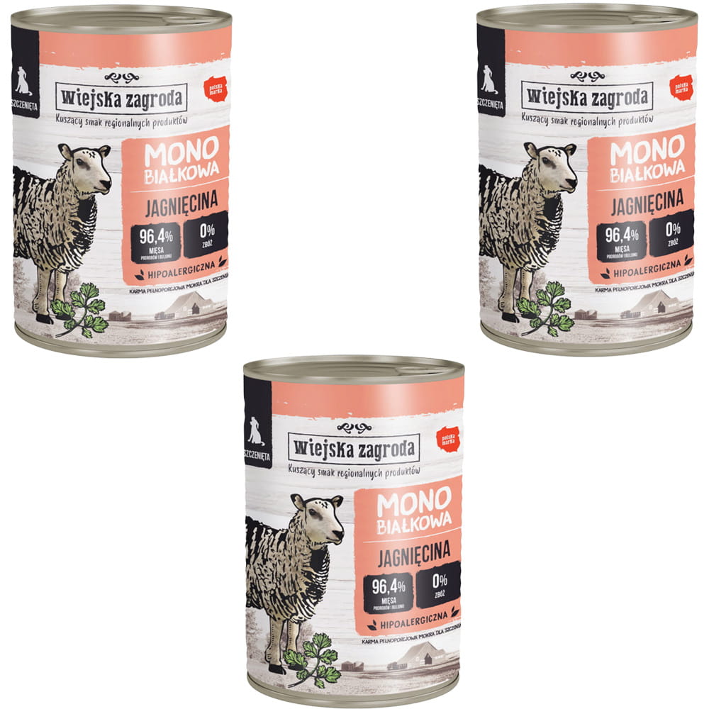 Karma SZCZENIAK MONO Wiejska Zagroda 12x400g MIX